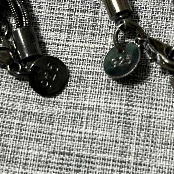 925 Sterling Silver Five Strand Laurette Hearts Italy Necklace & Bracelet - Picture 4 of 4